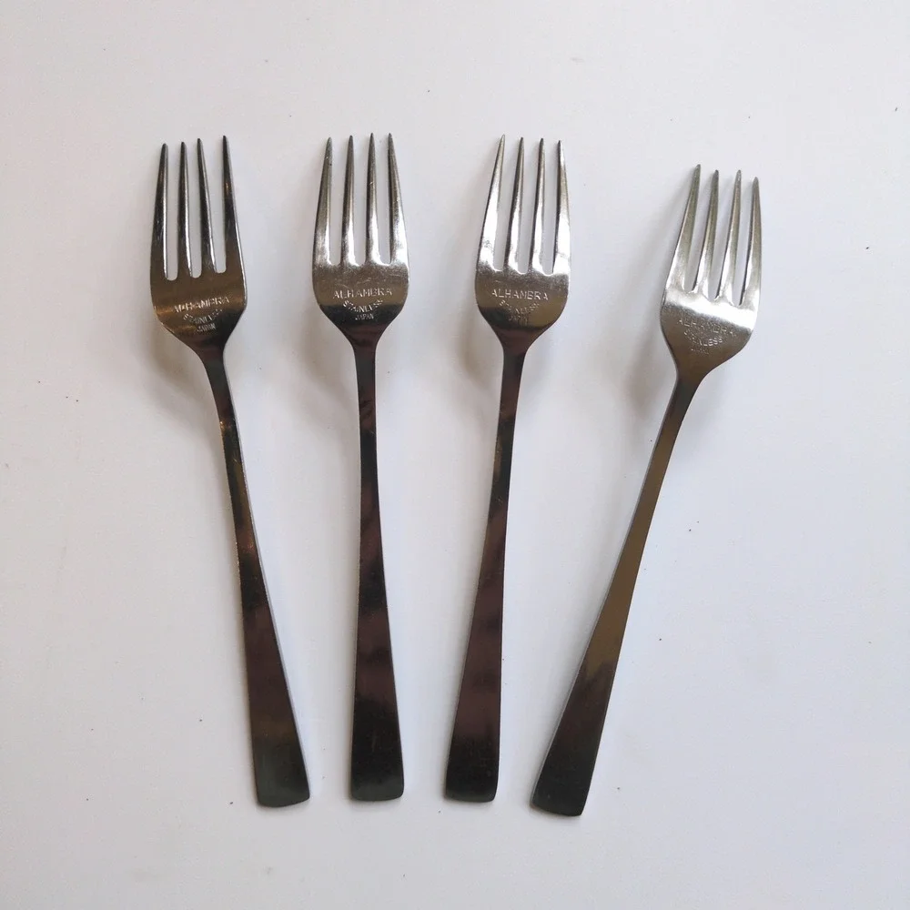 Vintage MCM Alhambra Stainless Japan Salad Dessert Fork - Set‎ of 4 Retro
